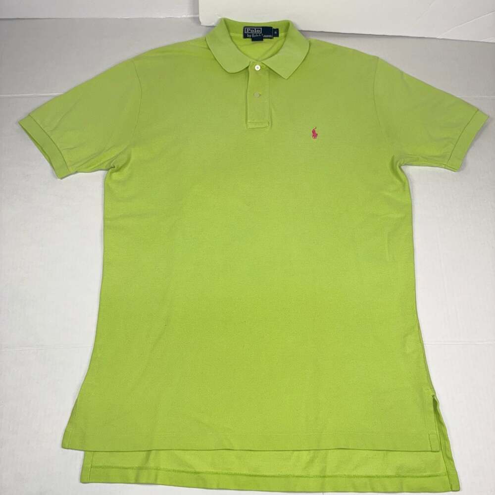 Polo by Ralph Lauren Men's Lime Green Short Sleeve Cotton Mesh Polo Shirt Size M